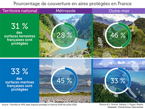 Pourcentage de couverture en aires protégées en France