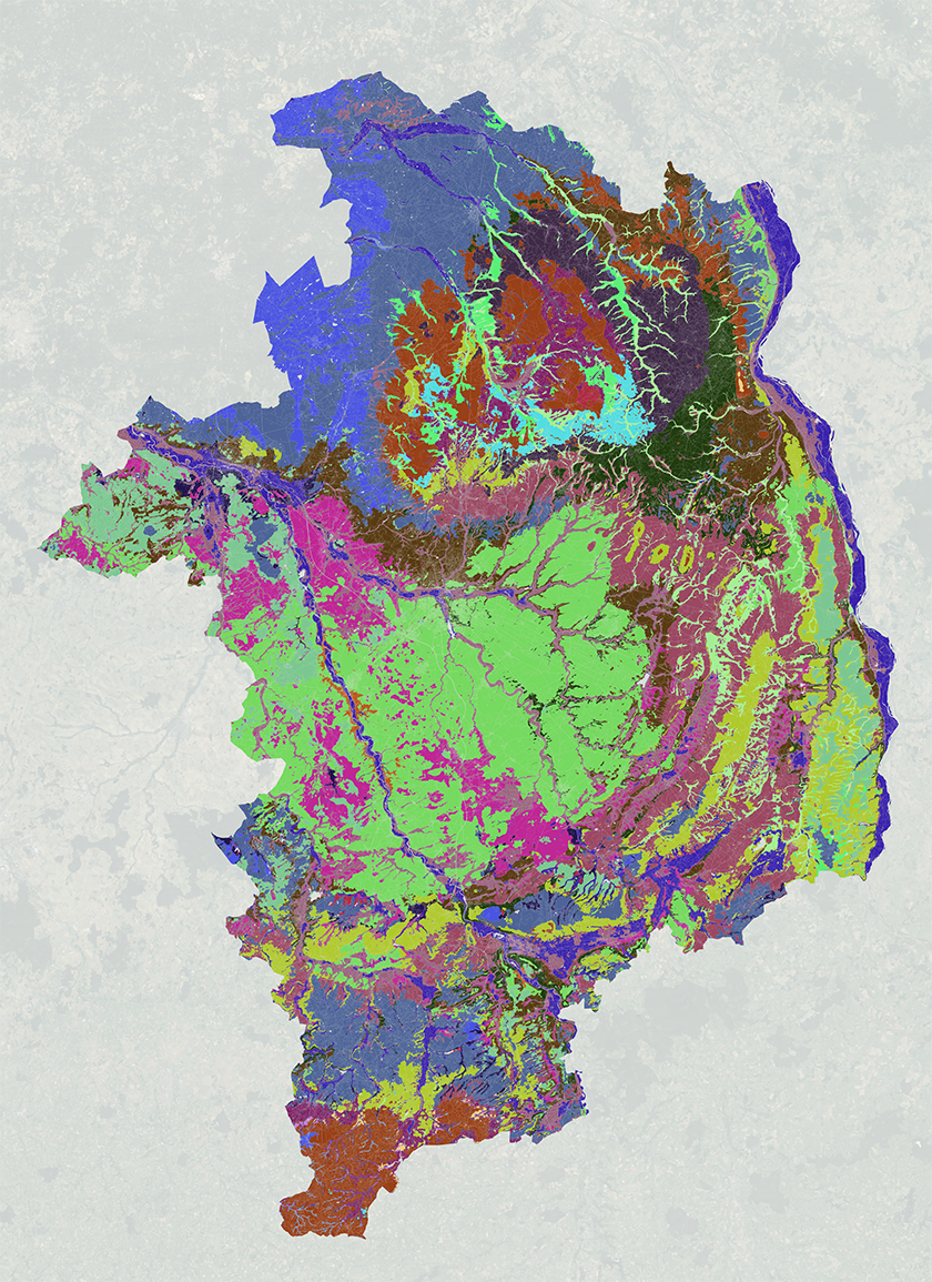 Carte modélisée des biotopes du département du Cher