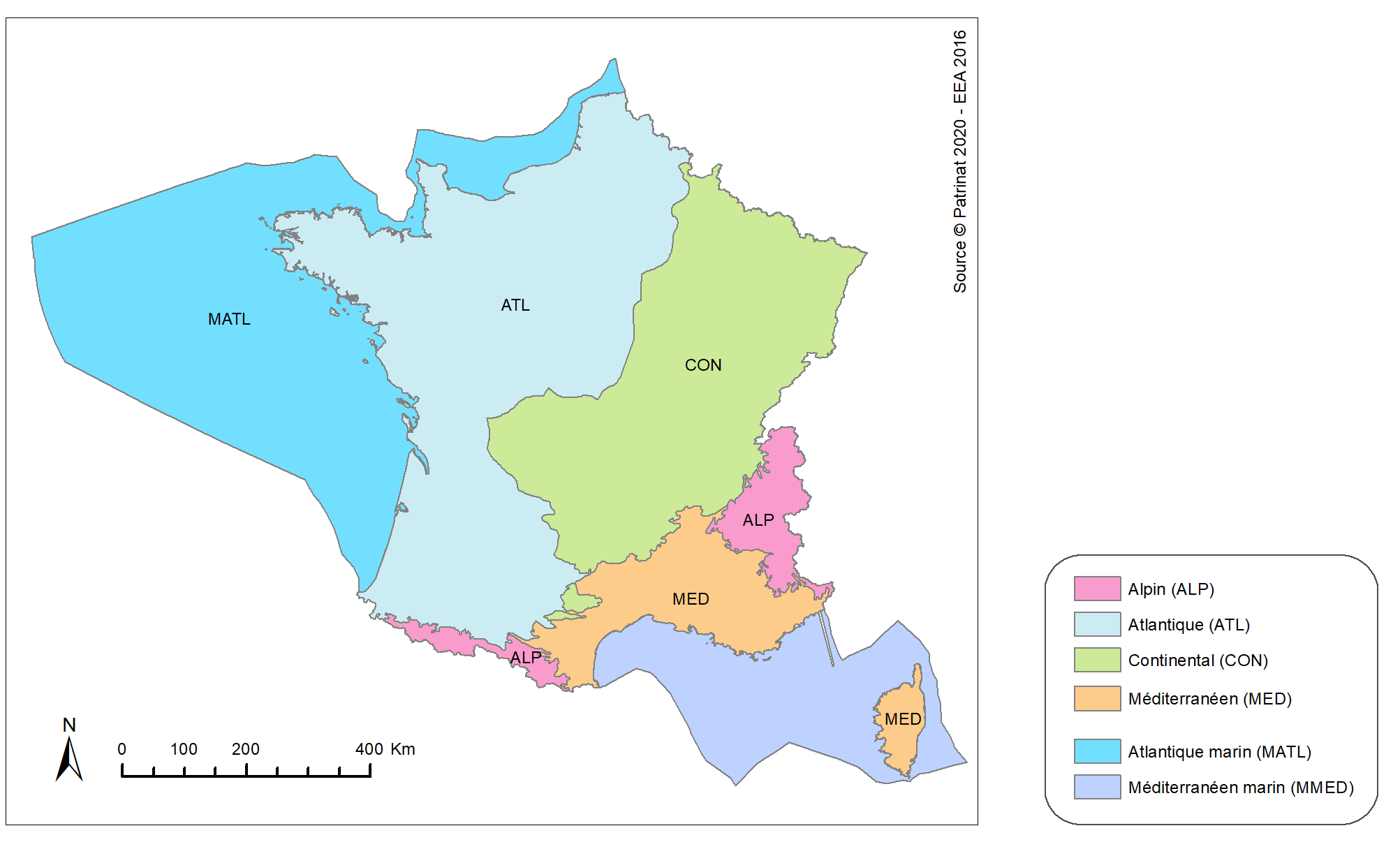 Figure 2 : Les régions biogéographiques pour l'évaluation de l'état de conservation en France