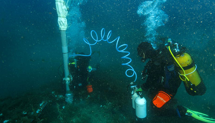 L’utilisation d’aspirateurs sous-marins permet de prélever des organismes de petites tailles tels que des mollusques et des crustacées © José Utge / MNHN
