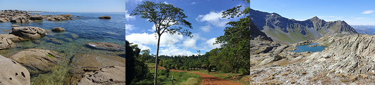 FR5312010 - Dunes et côtes de Trévignon © Philippe Gourdain - FR3300008 -Parc amazonien de Guyane © A. Jailloux DR - FR8201783 - Massif de la Vanoise © Yoan Martin